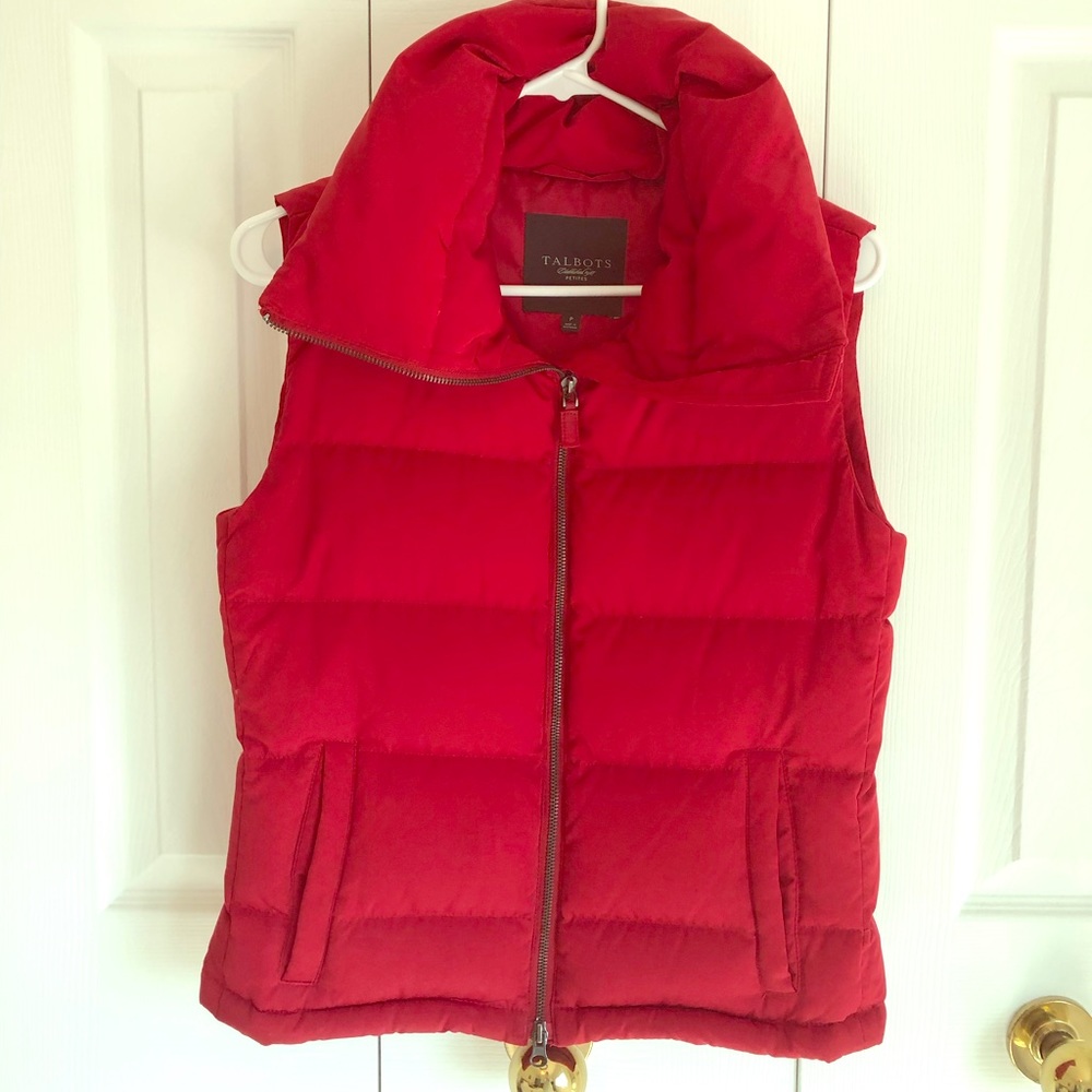 Talbots Petite P Red Puffer vest